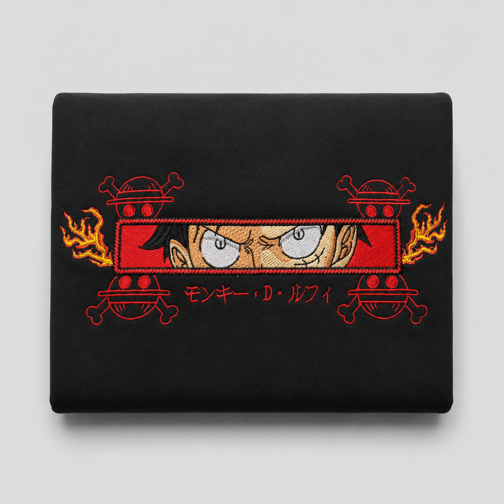 POLERÓN HOODIE BORDADO - CALAVERA LUFFY - ONE PIECE